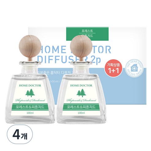 더허브샵 기분좋은 홈닥터 디퓨저, 포레스트 앤 피톤치드, 100ml, 4개
