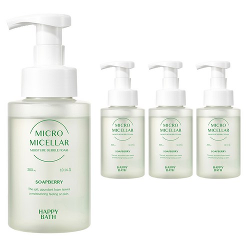 해피바스 마이크로미셀라 솝베리 모이스춰 버블 클렌징 폼, 300ml, 4개