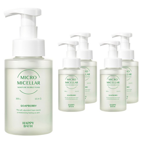 해피바스 마이크로미셀라 솝베리 모이스춰 버블 클렌징 폼, 300ml, 5개