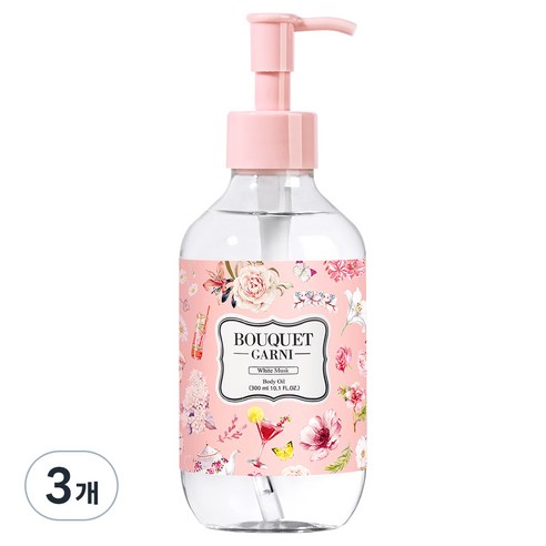 부케가르니 모이스처 바디오일 화이트머스크향, 300ml, 3개