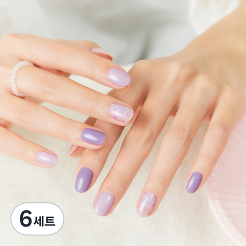데싱디바 글로우 네일스티커 + Prep Pad 2p + Nail File 세트, 럭키 버니, 6세트