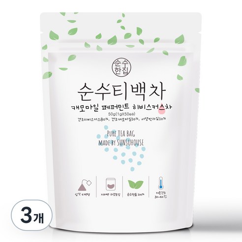 순수한집 캐모마일 페퍼민트 히비스커스차, 1g, 50개입, 3개