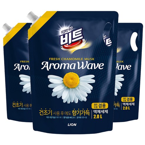 비트 아로마웨이브 일반 드럼 겸용 리필 카모마일향, 3개, 2L