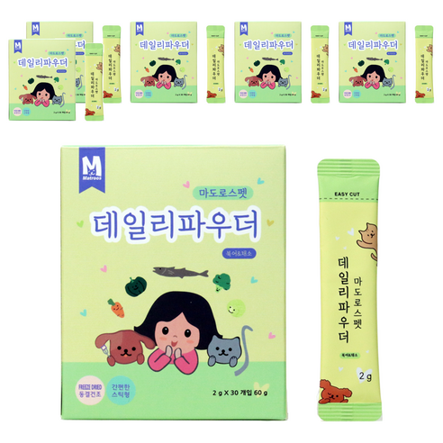 마도로스펫 반려동물 데일리파우더 간식 2g x 30p, 혼합맛(북어/채소), 60g, 6개