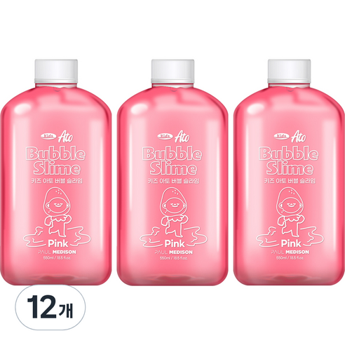폴메디슨 대용량 키즈 아토 버블 슬라임 핑크 핑크, 12개, 550ml