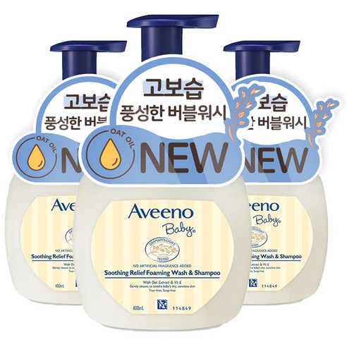 아비노베이비 수딩 릴리프 포밍 워시 앤 샴푸 올인원클렌저, 400ml, 3개
