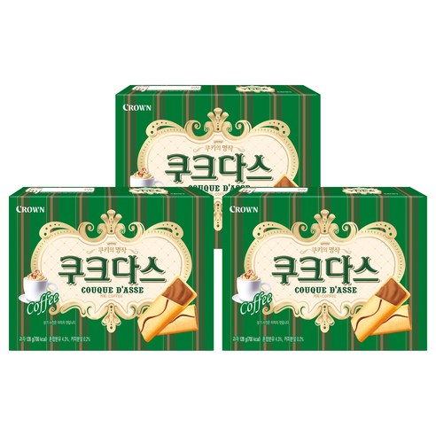 크라운 쿠크다스 커피슬림, 128g, 3개