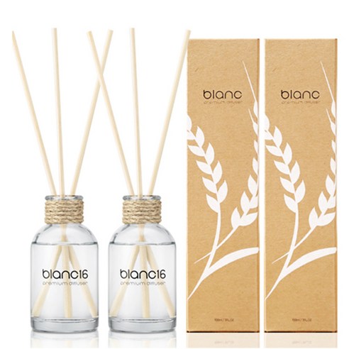 블랑16 디퓨저 유리용기 2p + 용액 120ml x 2p + 스틱 14p + 패키지 박스 2p 세트, B 사케 복숭아, 1개