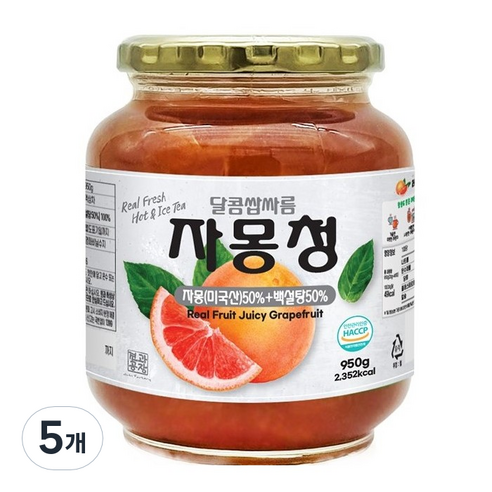 해맑음 자몽청, 950g, 1개입, 5개
