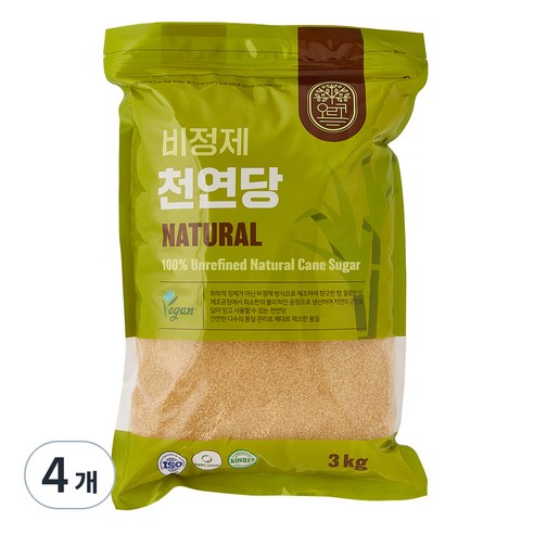 오르코 천연당 갈색설탕, 3kg, 4개