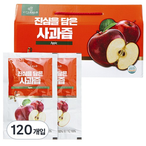비타할로 진심을 담은 사과즙, 2400ml, 4개