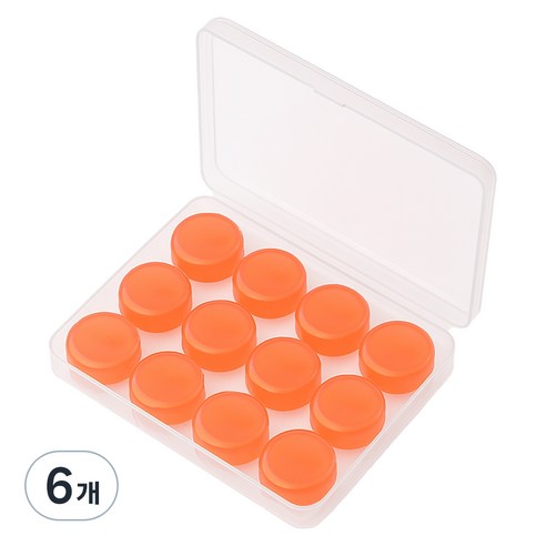 실리콘 귀마개 오렌지, 6개, 12개입