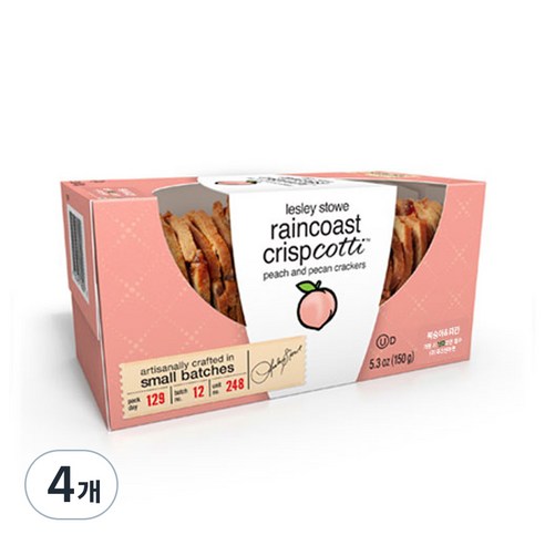 레인코스트 크리스프 코티 복숭아 앤 피칸, 150g, 4개