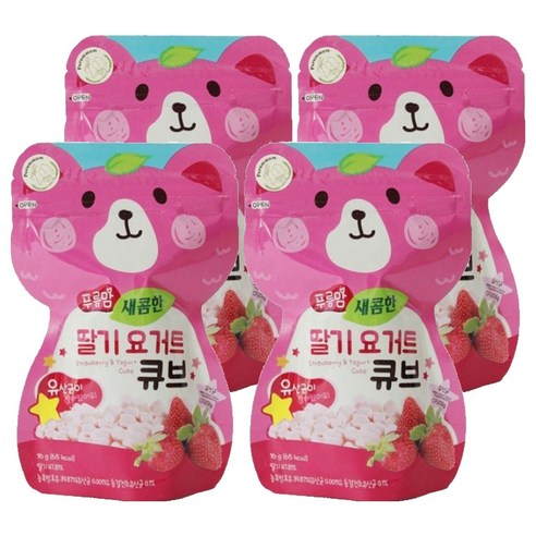 오가닉스토리 푸름맘 요거트 큐브 16g, 4개, 새콤한 딸기맛