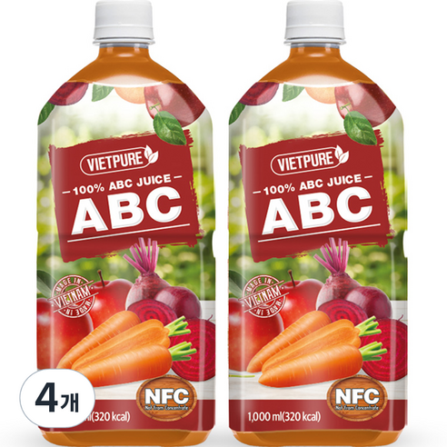 메이준뉴트리 NFC 착즙 비엣퓨어 ABC 주스, 1000ml, 4개