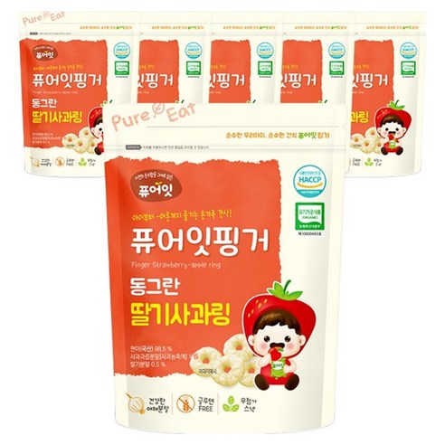 퓨어잇 핑거 동그란 야채링 40g, 딸기사과, 6개