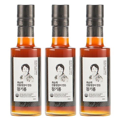 승인식품 최순희 전통명장이 만든 참기름, 180ml, 3개