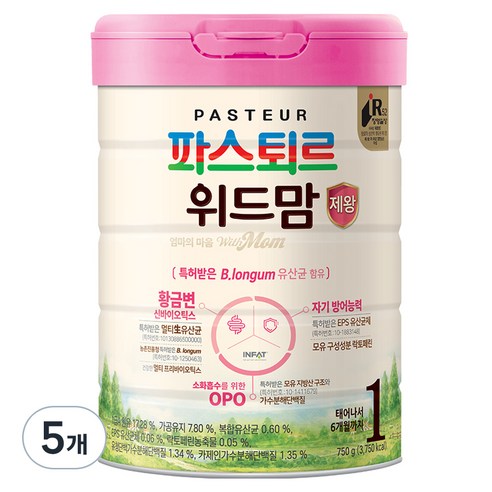 파스퇴르 위드맘 제왕 1단계, 5개, 750g