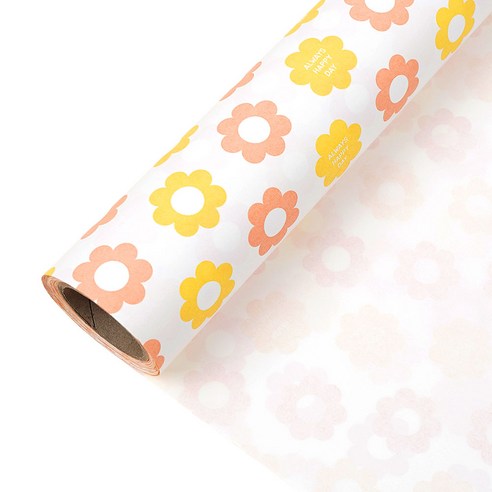 포포팬시 플라워 종이 롤포장지, 핑크, 1개