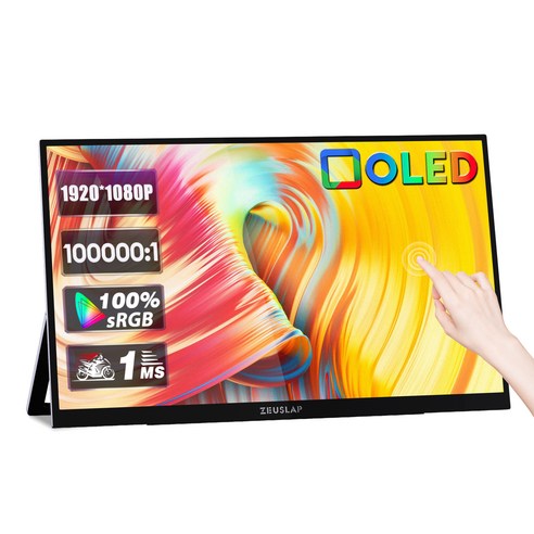 제우스랩 OLED 60Hz 터치식 포터블 모니터, 35.7cm, OL133ED