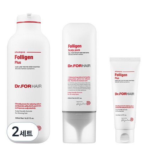 닥터포헤어 폴리젠 플러스 헤어 샴푸 500ml + 70ml + 스칼프 팩 250ml 세트, 2세트