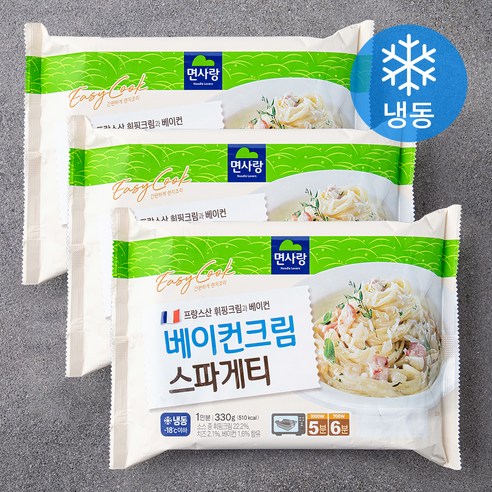 면사랑 베이컨크림 스파게티 (냉동), 330g, 3개 투움바파스타