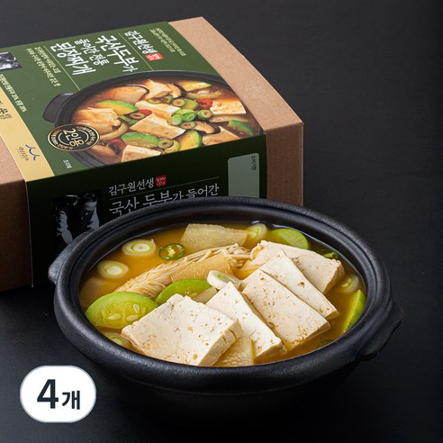 김구원선생 국산두부가 들어간 전통 된장찌개 밀키트, 356g, 4개