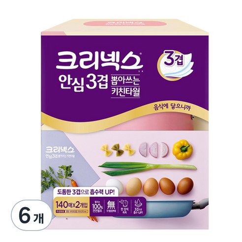 크리넥스 3겹 뽑아쓰는 키친타올, 140매, 24개