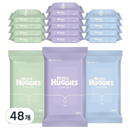 하기스 퓨어 쁘띠 아기물티슈 휴대용 66gsm, 20개입, 48개