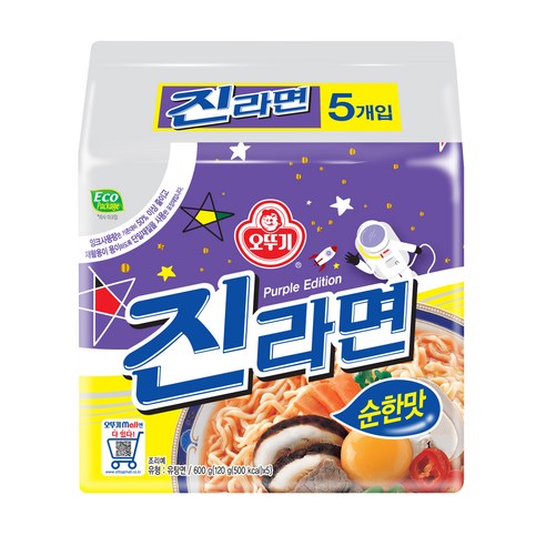 오뚜기 진라면 순한맛 120g, 5개