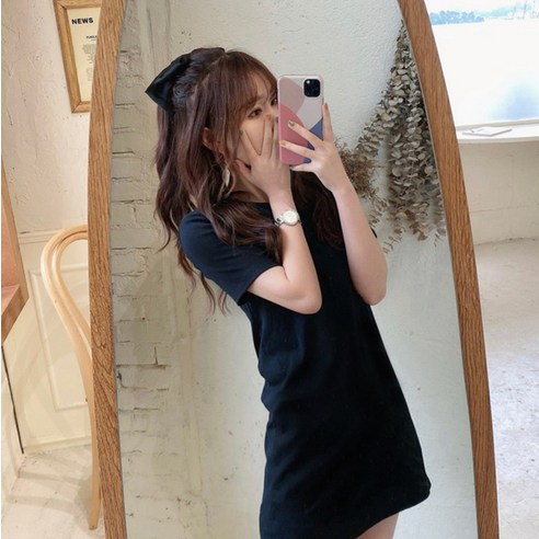 피어니스트 데일리 반팔 미니 저지 원피스 다양한 코디