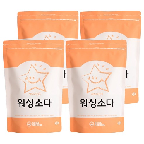 소다스쿨 워싱소다 세탁세제 본품, 1kg, 4개
