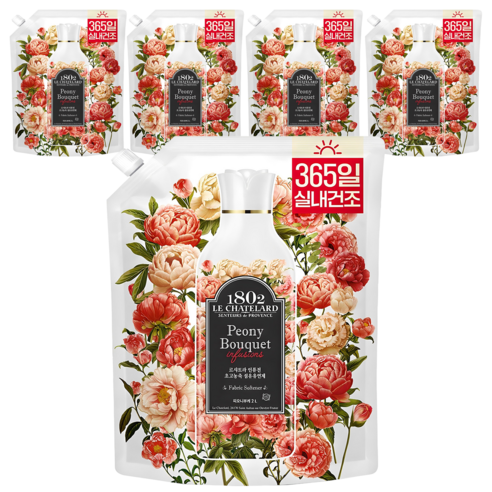 르샤트라1802 인퓨전 초고농축 섬유유연제 피오니부케향 리필, 2L, 5개