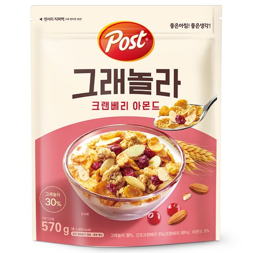 포스트 그래놀라 크랜베리 아몬드 시리얼, 570g, 2개