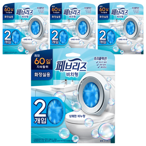 페브리즈 화장실용 방향제 비치형 상쾌한 비누향 2p 본품, 12.6ml, 4개