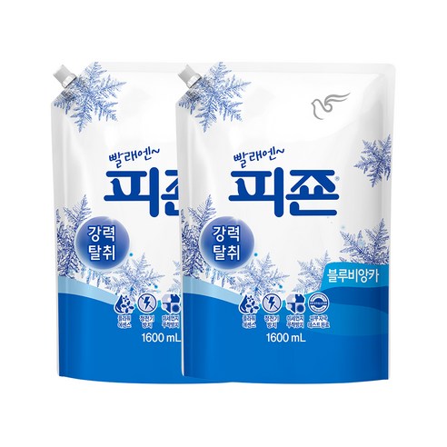 피죤 레귤러 섬유유연제 블루비앙카 리필, 1.6L, 2개