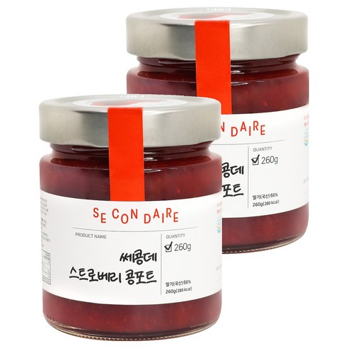 쎄콩데 무가당 스트로베리 콩포트, 260g, 2개