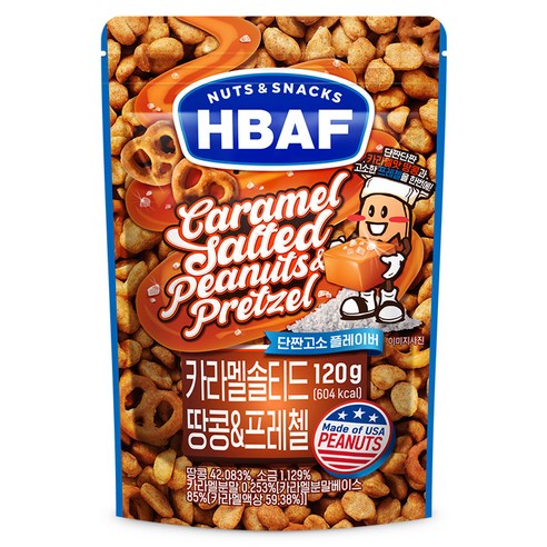 바프 넛츠앤스낵스 카라멜 솔티드 땅콩 앤 프레첼, 1개, 120g