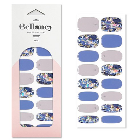 벨랑시 리얼 젤 네일 스트립 베이직 네일스티커 16p, 블루자개, 1개