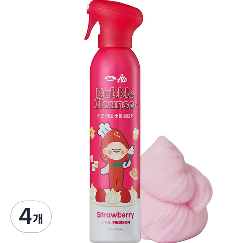 폴메디슨 키즈 아토 올인원 버블 클렌저 딸기향, 311ml, 4개