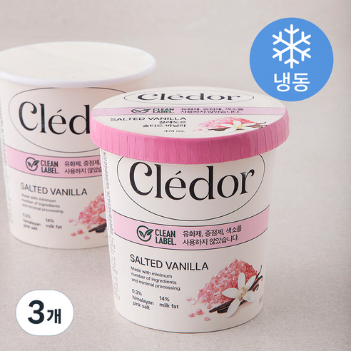 끌레도르 클린라벨 솔티드 바닐라 아이스크림 (냉동), 474ml, 3개