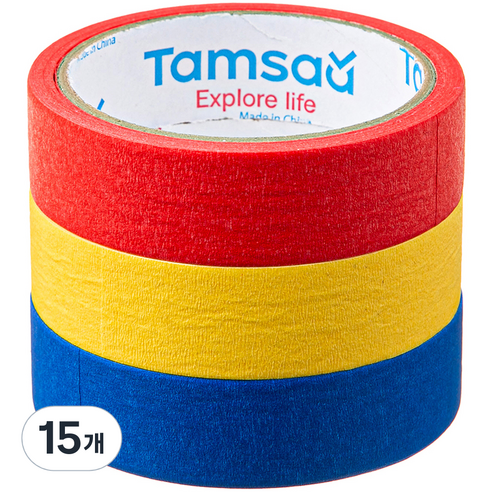 탐사 원색 칼라마스킹 테이프 25mm x 13m, 15개