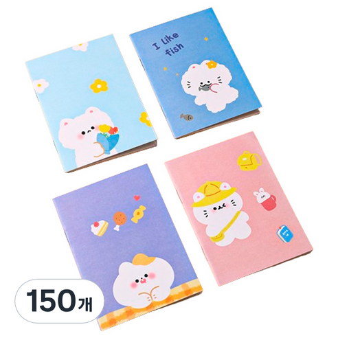 마켓감성 캐릭터 미니 연습장, 랜덤발송(고양이시리즈), 150개