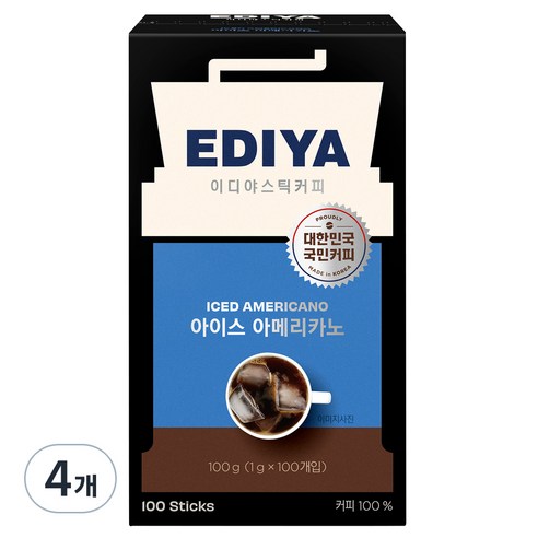 이디야 아이스아메리카노 리미티드, 1g, 100개입, 4개