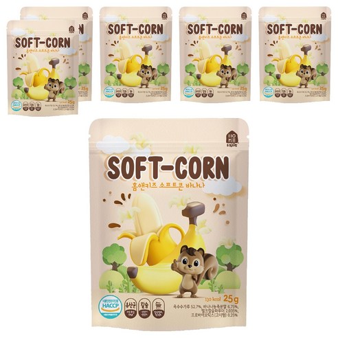 홈앤키즈 소프트콘 바나나 과자 25g, 6개