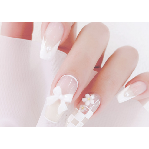 해피제이 파스텔 아크릴 큐빅 리본 네일 파츠 14종 세트, 1세트, 혼합색상