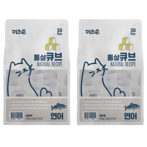 더조은 고양이 통살 큐브 간식 30p, 연어, 600g, 2개
