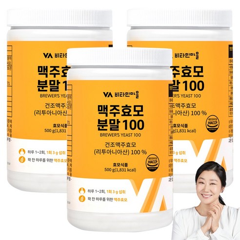 비타민마을 맥주효모분말 100, 500g, 3개