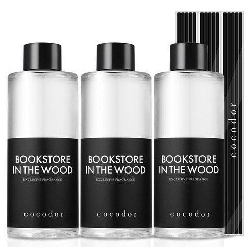코코도르 디퓨저 리필액 + 리드스틱 5P, 북스토어인더우드, 200ml, 3개