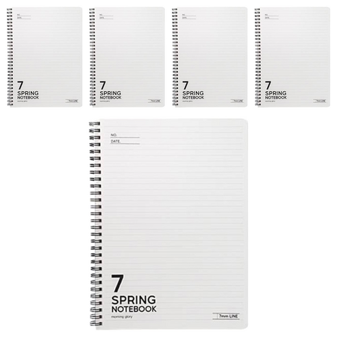 모닝글로리 PP 스프링 칠팔구노트 7mm 라인 16절/좌철, 랜덤발송, 5개